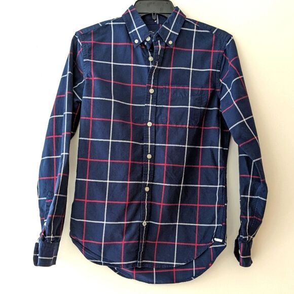 GAP Modern Oxford Slim Fit Button Down Plaid Shirt - Picture 1 of 3